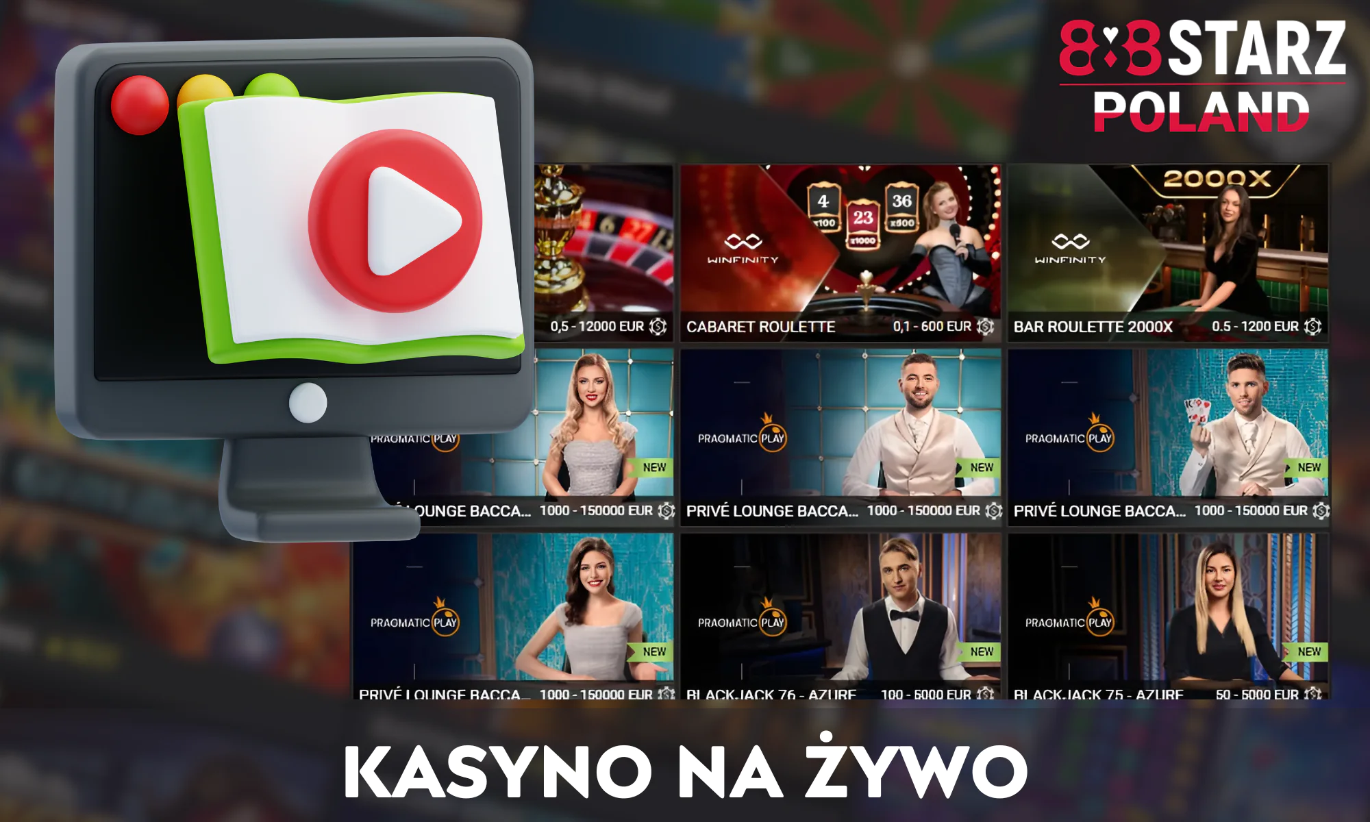 Gry kasynowe na żywo w 888Starz są dostępne w specjalnej zakładce