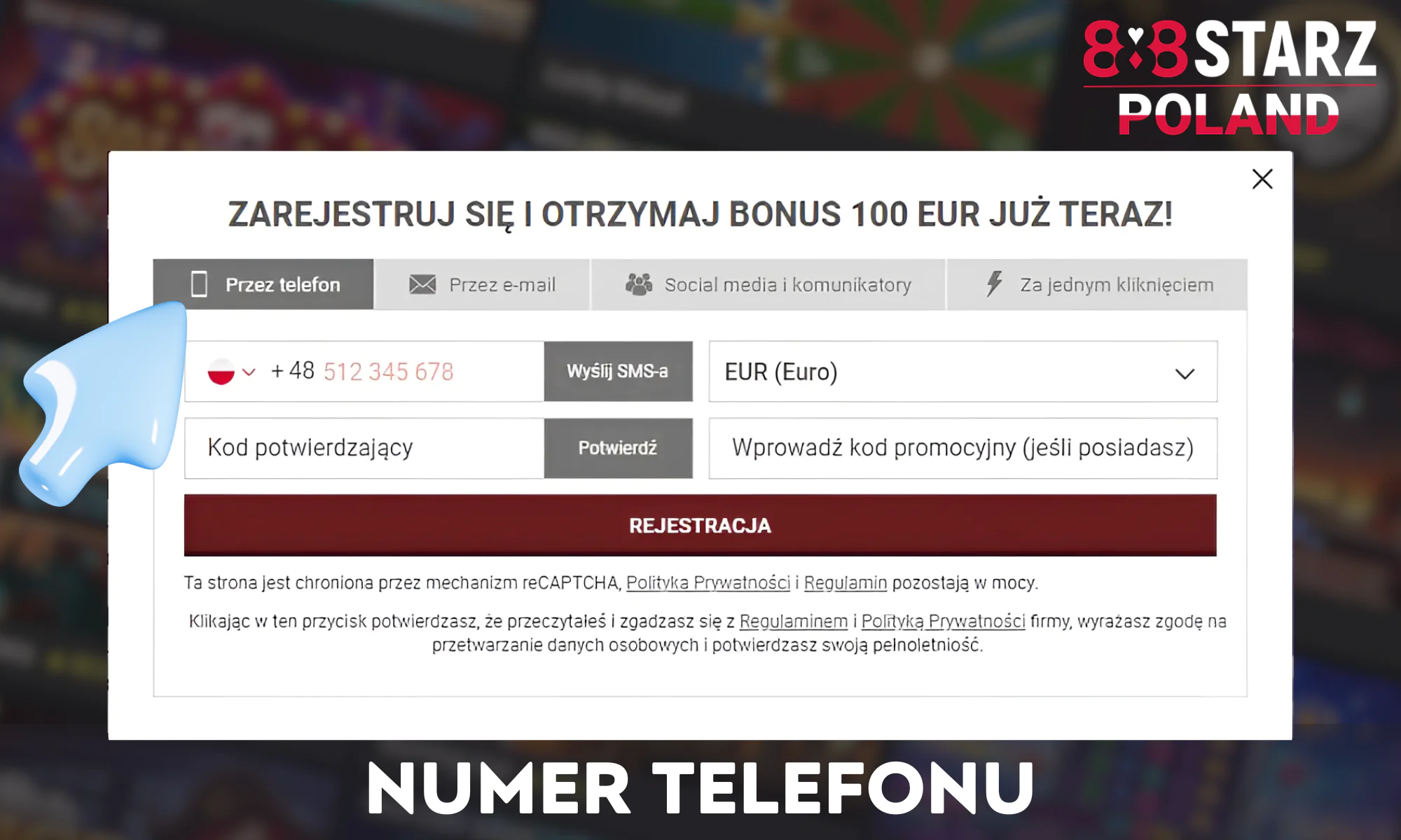 Rejestracja telefoniczna pod numerem 888Starz