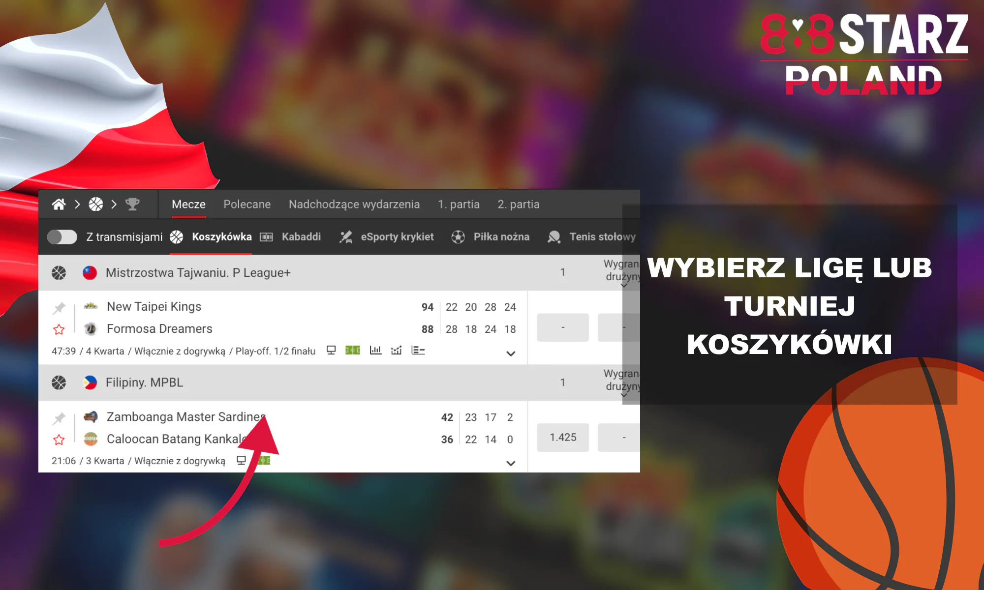 Musisz wybrać turniej w 888Starz Polska