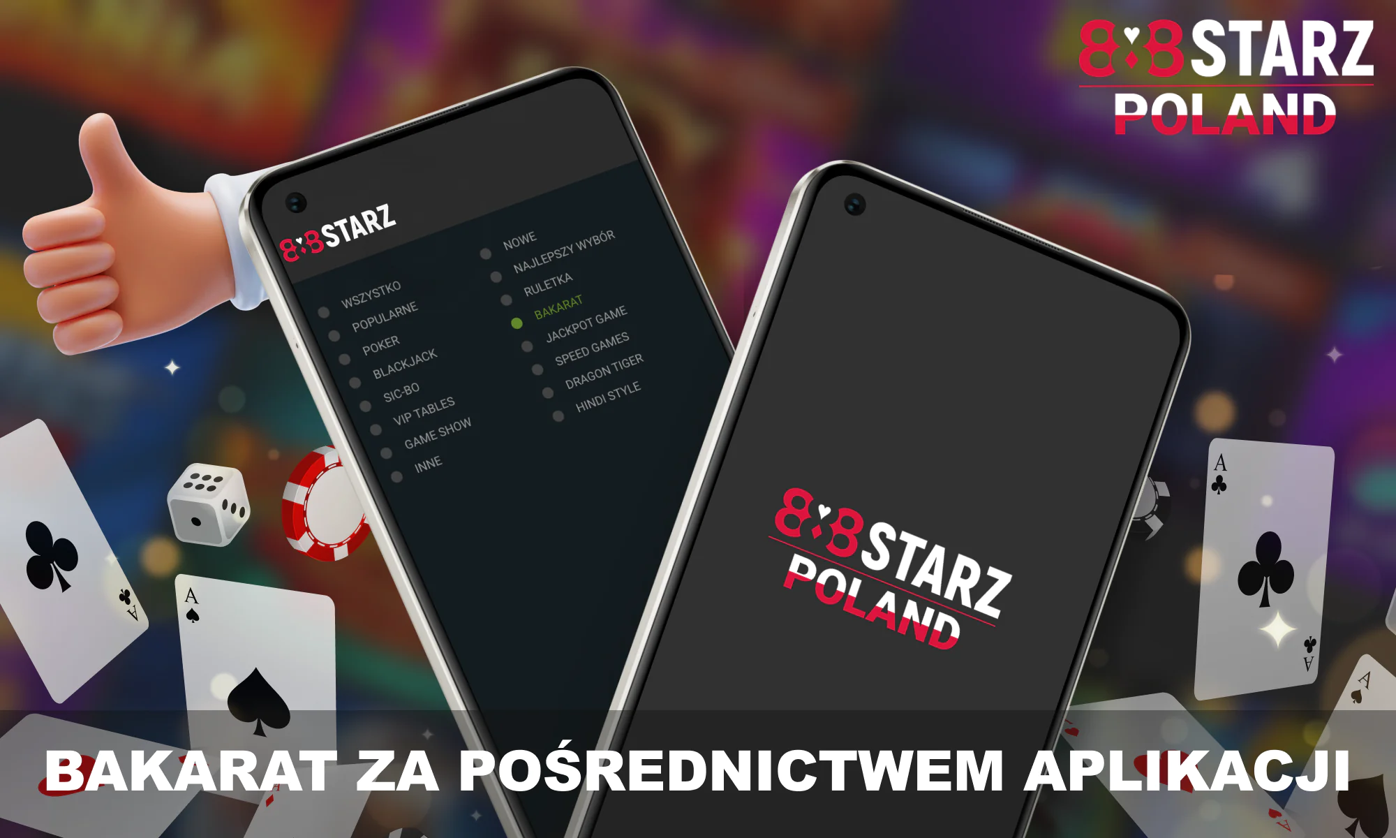 Baccarat poprzez aplikację 888Starz dla graczy z Polski