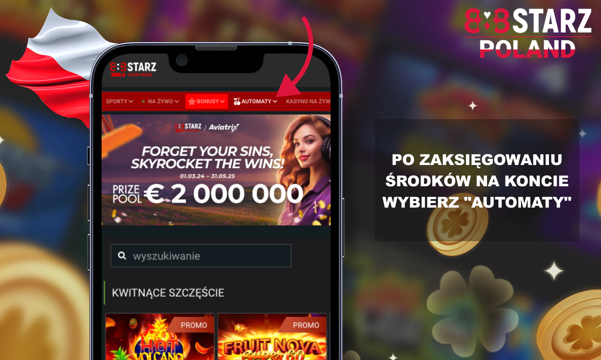 Znajdź kategorię Automaty w 888starz Polska