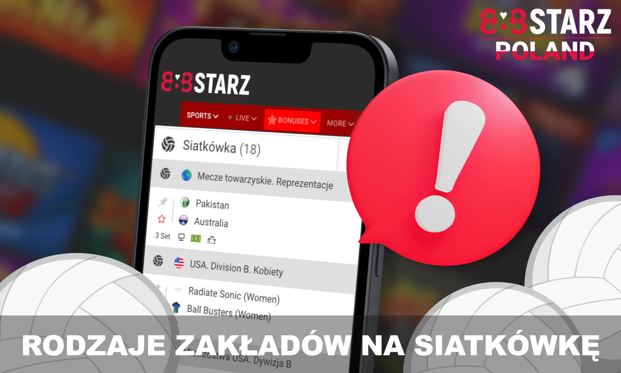 Rodzaje zakładów na siatkówkę w serwisie 888starz Polska