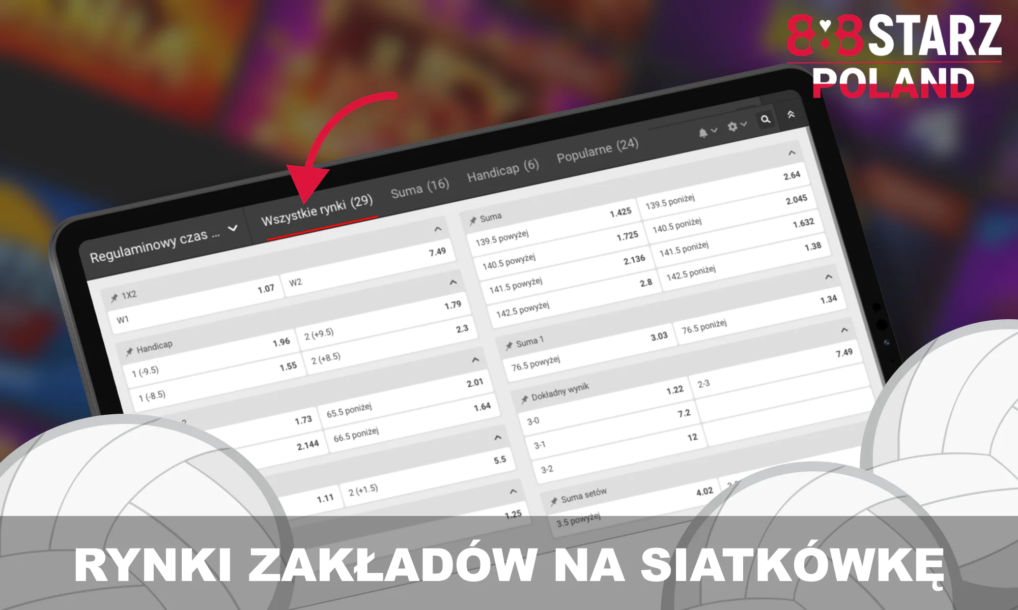 Rynki zakładów na siatkówkę w 888starz dla polskich graczy