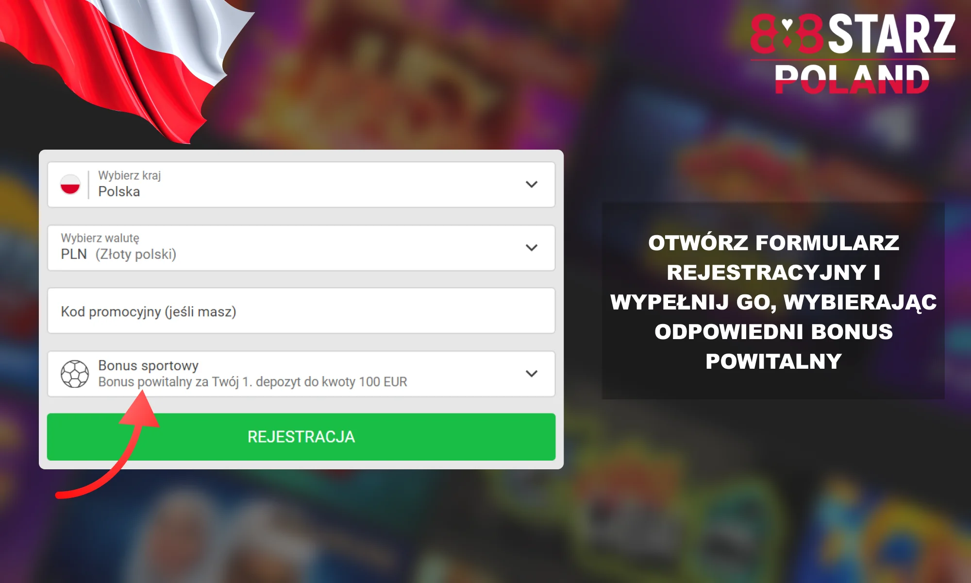 Wybierz bonus powitalny przy rejestracji w serwisie 888starz dla Polaków