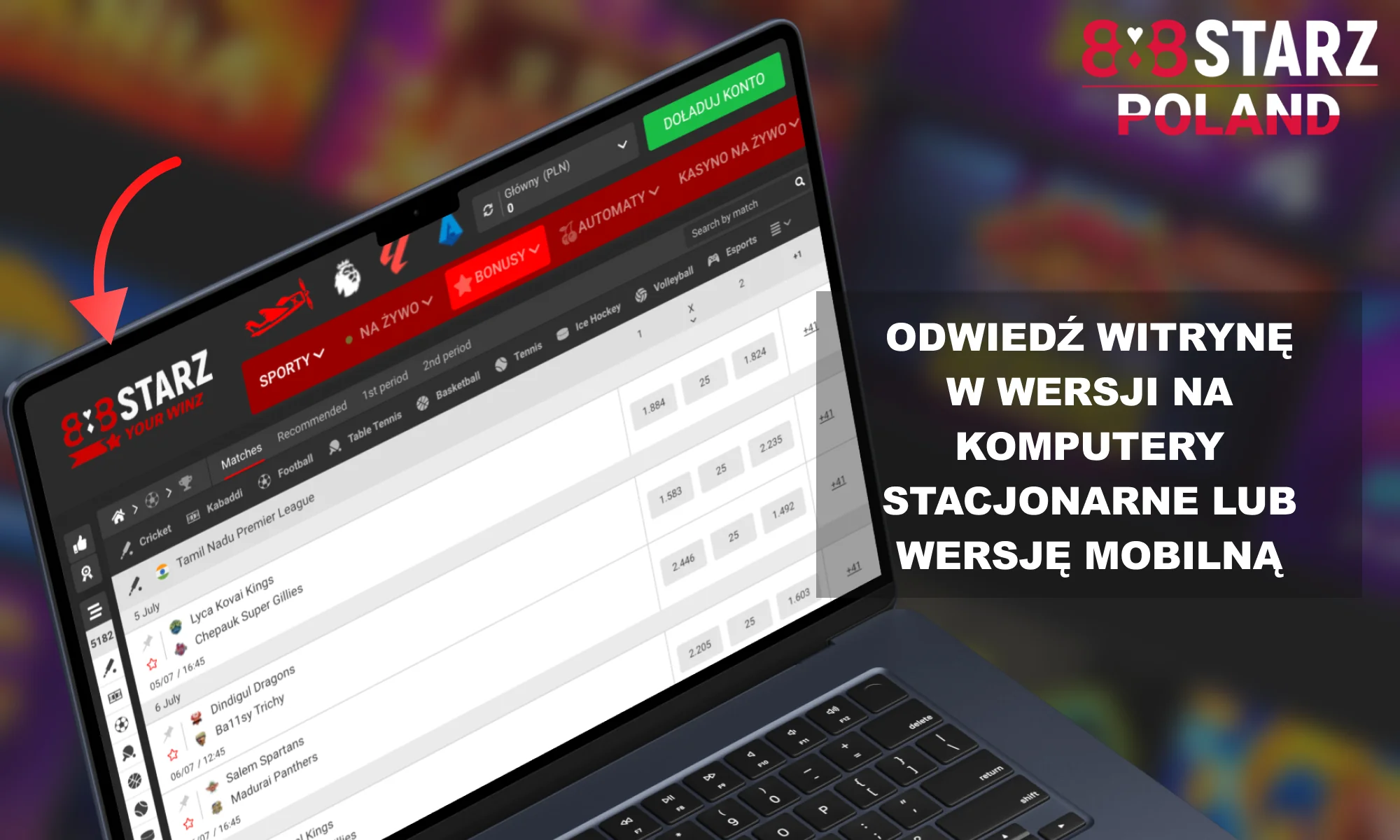 888starz w Polsce - przejdź do strony internetowej lub aplikacji mobilnej