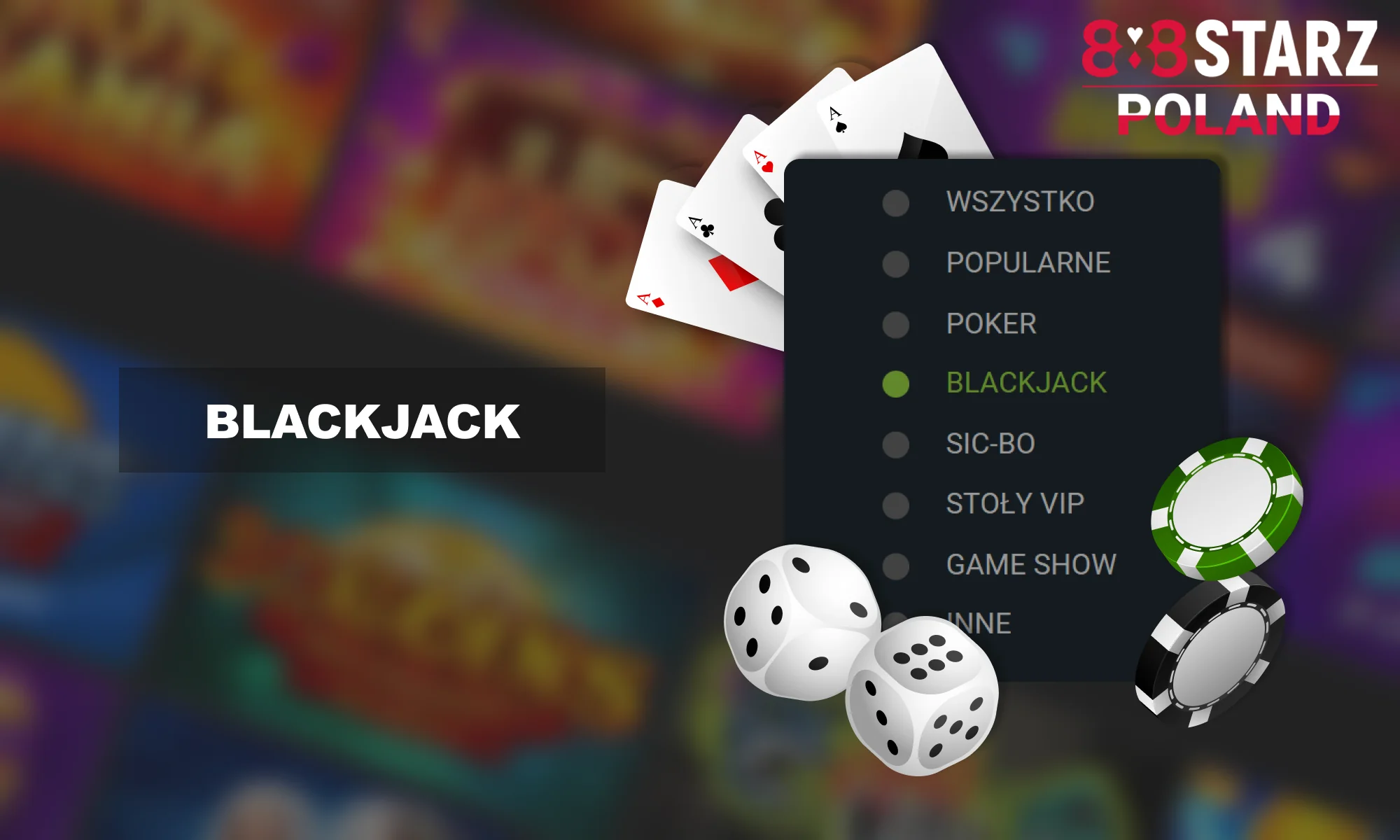 Zagraj w blackjacka na stronie i aplikacji 888Starz w Polsce